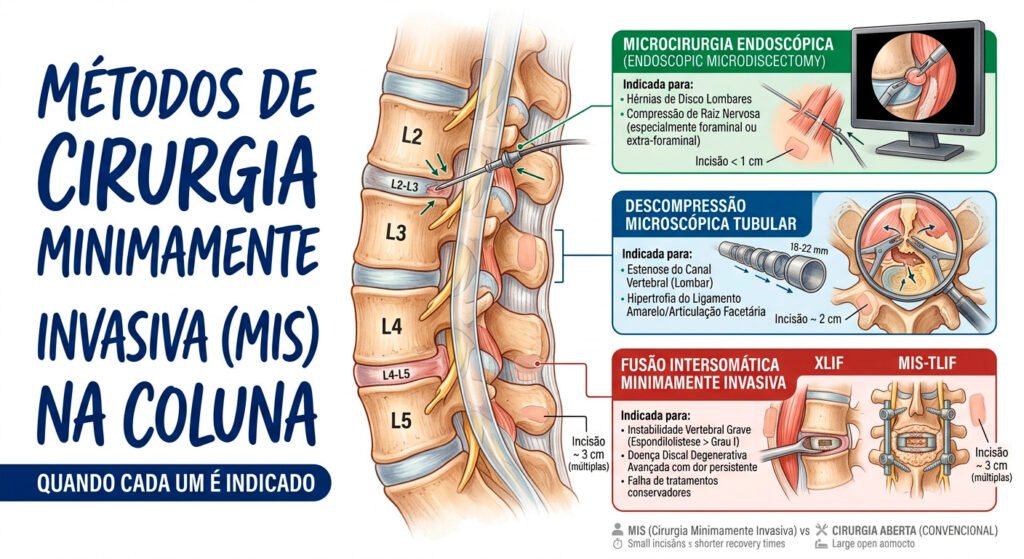 Métodos de cirurgia minimamente invasiva (MIS) na coluna: quando cada um é indicado